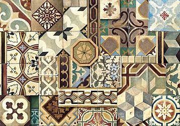 Gift Wrapping Paper. Large Size 1m x 0.7m. Antique Tiles Design x two